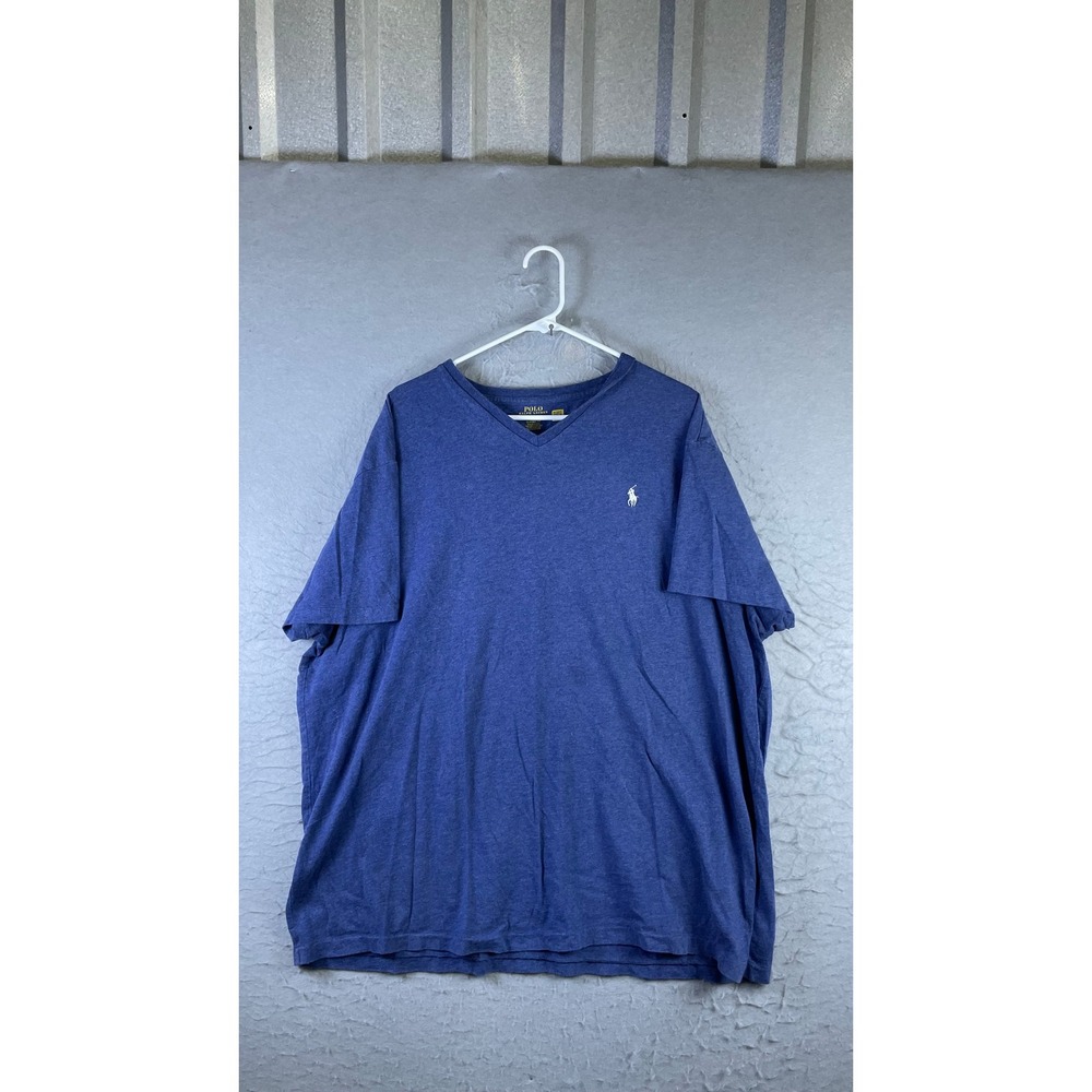 Polo Ralph Lauren T-Shirt Mens XXL Blue Excellent V-Neck Classic Fit Pony Logo